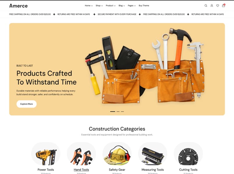 Construction店面預設